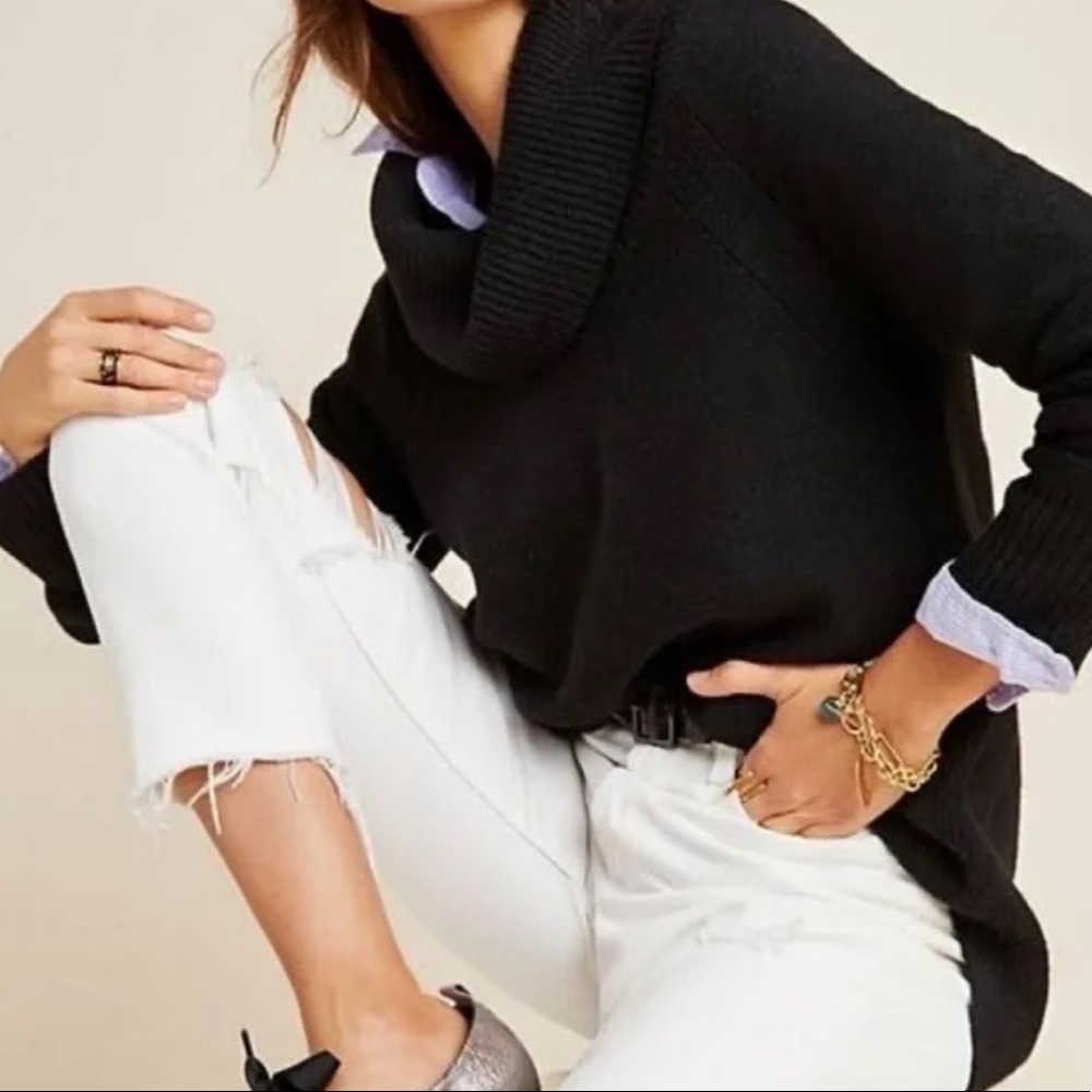 Anthropologie | Moth | Georgia Cowl Neck Sweater in Black‎ Size XS